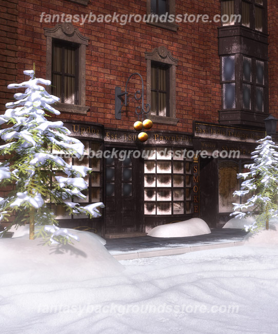 Victorian Winter Town Digital Background
