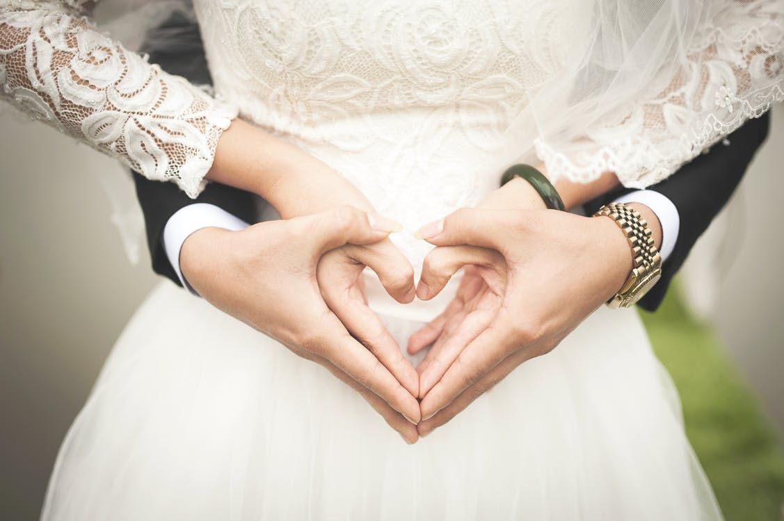 Wedding Couple Making Heart Shaped Hands Pictures Photos And