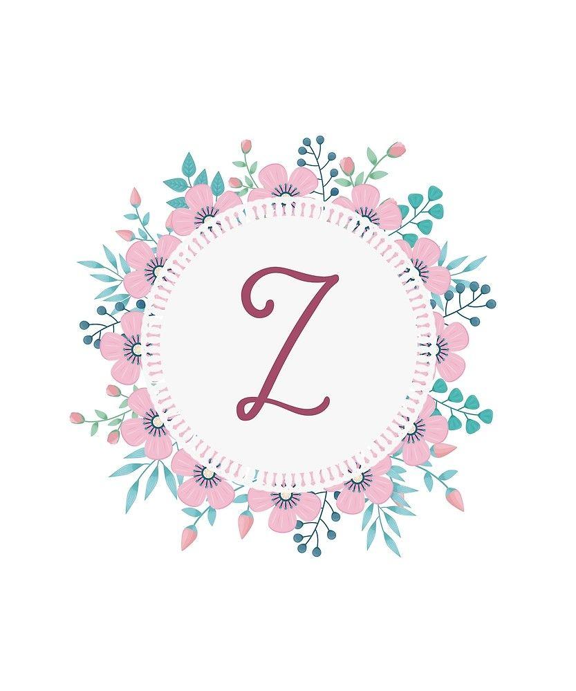 Monogram Z Pretty Pastel Pink Flowers By Floralmonogram