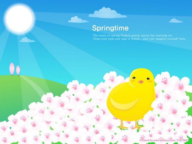 Springtime Spring Scene Illustration Wallpaper