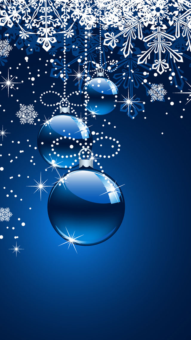 Wallpaper HD Christmas Ornaments Blue Background Background