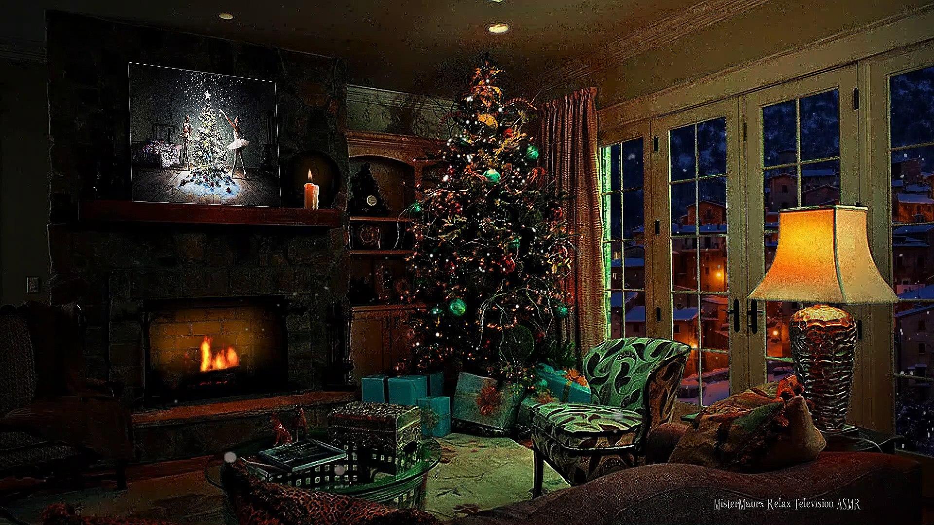 Christmas Ambience Relaxing Crackling Fire Sparkling