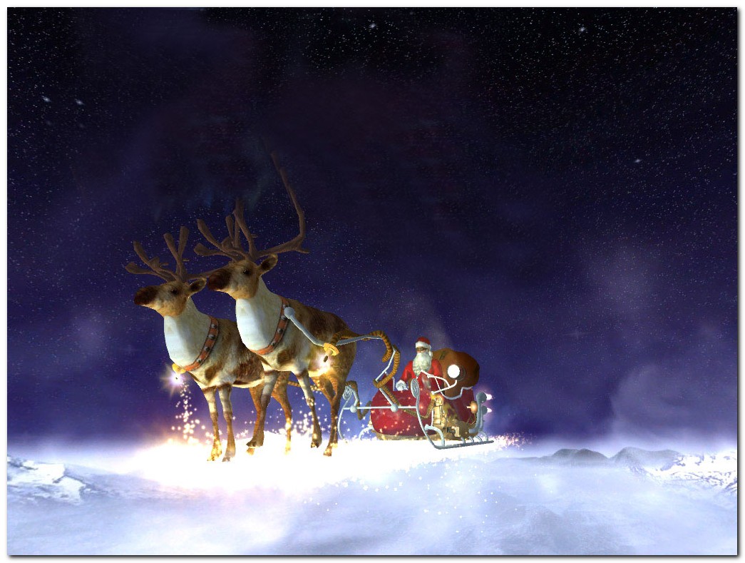 Santa Reindeer Wallpaper
