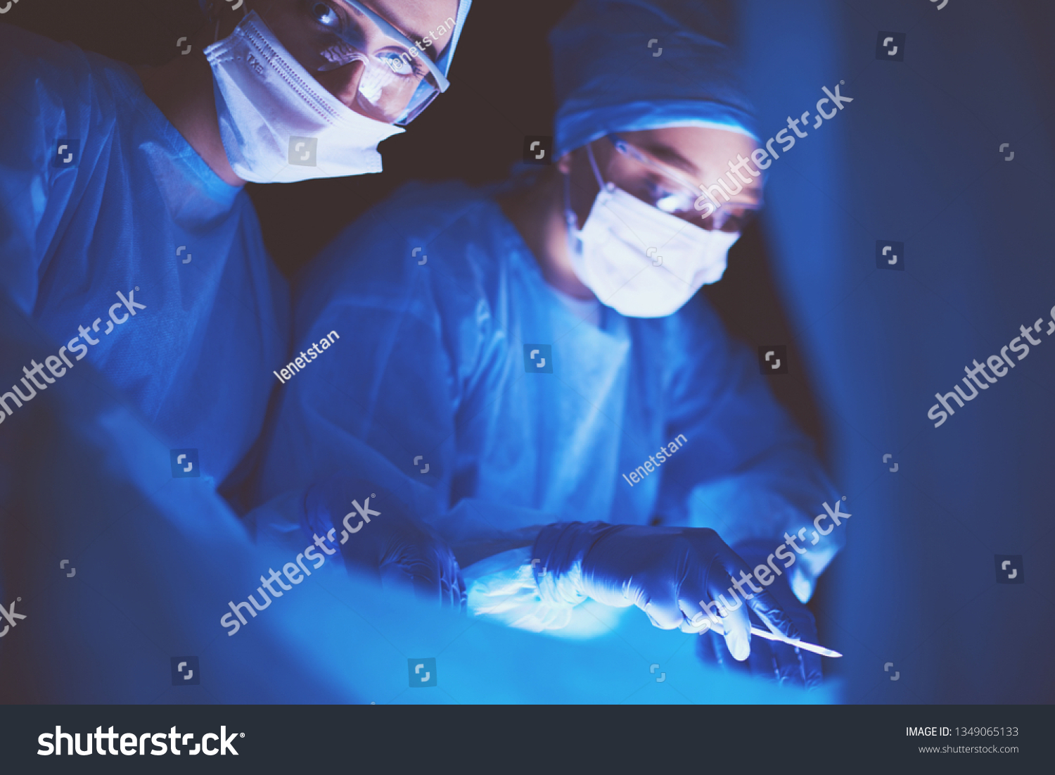 Doctors Team Surgery Dark Background Stock Photo Edit Now