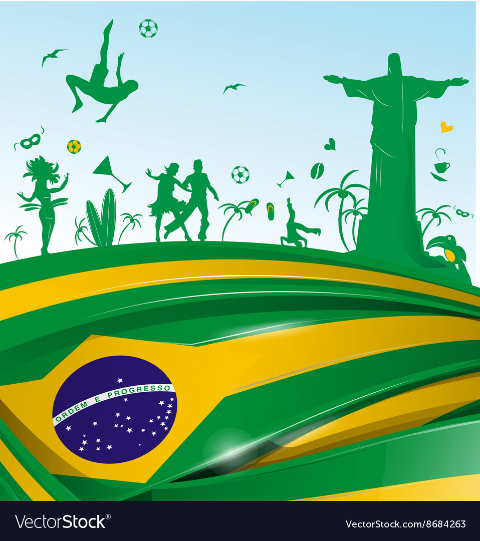 Brazil Background With Flag And Symbol Royalty Vector