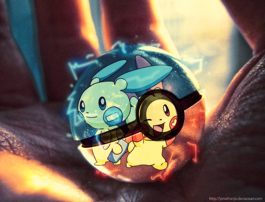 Plusle And Minun In A Pokeball By Jonathanjo