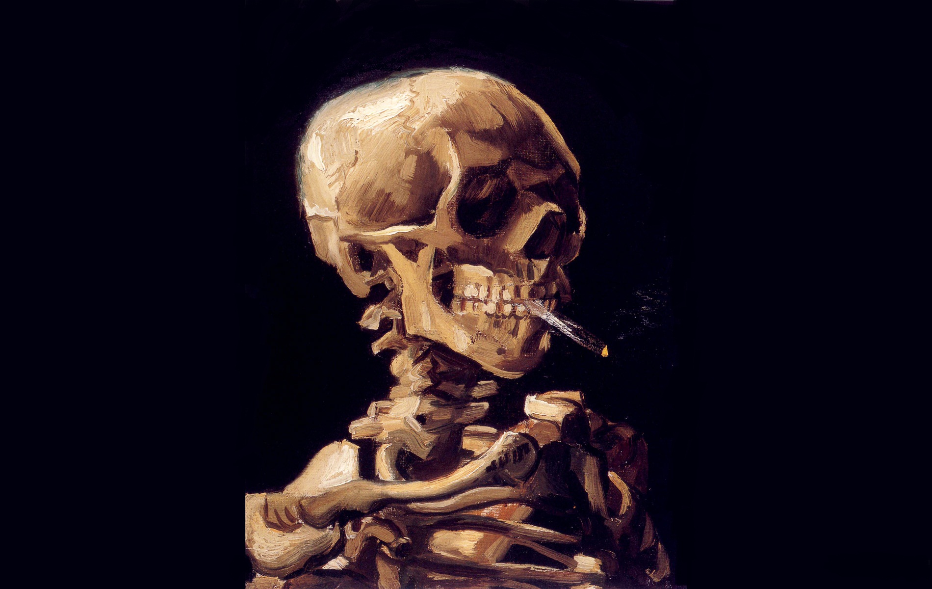 Van Gogh Wallpaper Scheletro Skull Sigaretta