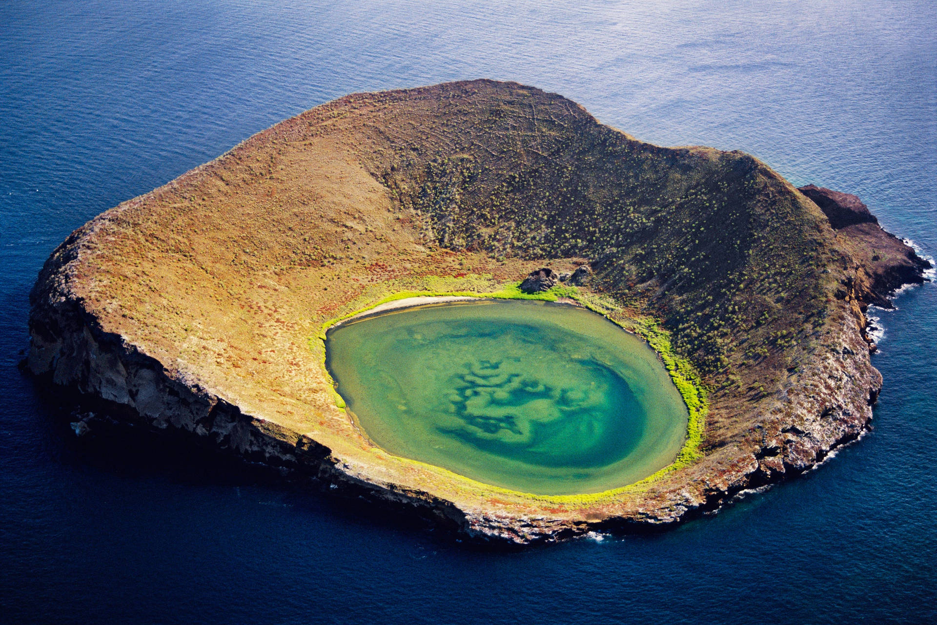 Majestic Galapagos Volcanic Crater Wallpaper
