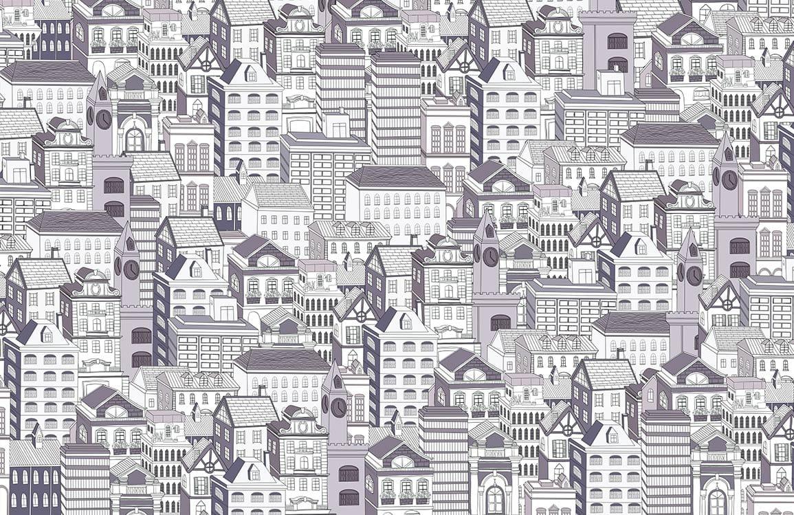 Line Drawing House Wallpaper Mural City Building Wallpaper UK