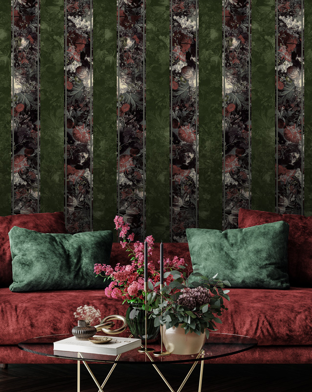 Green Maximalist Floral Wallpaper Feathr