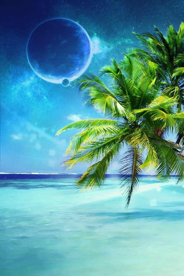 Beach And Moon Wallpaper For iPhone