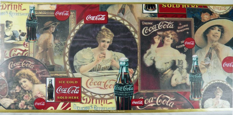 Discontinued Coca Cola Victorian Ladies Wallpaper Border 15ft Roll 6