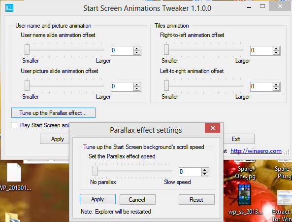 Every Time You Change The Settings For Parallax Explorer Will Be