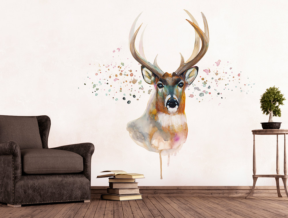 Santamans Deer Mural Wallpaper Design By Joana The Wallery