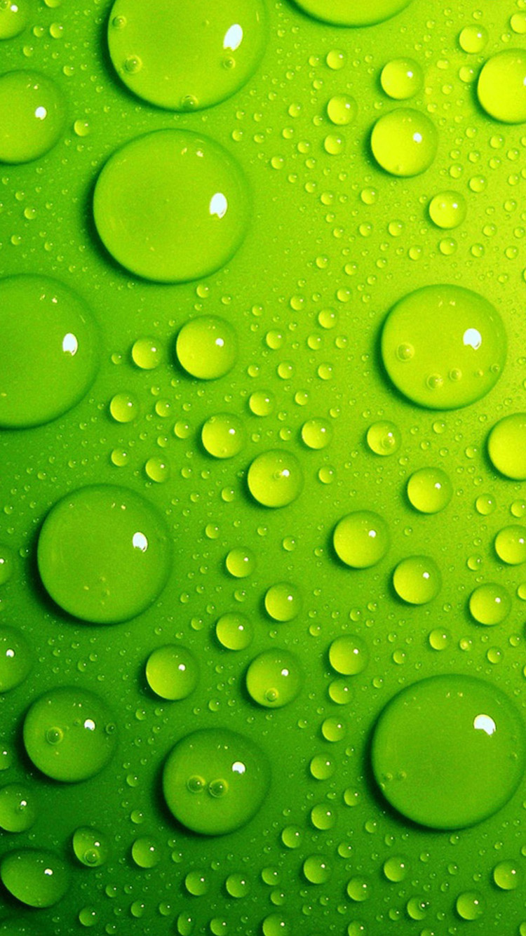Green Water Drops iPhone Wallpaper HD