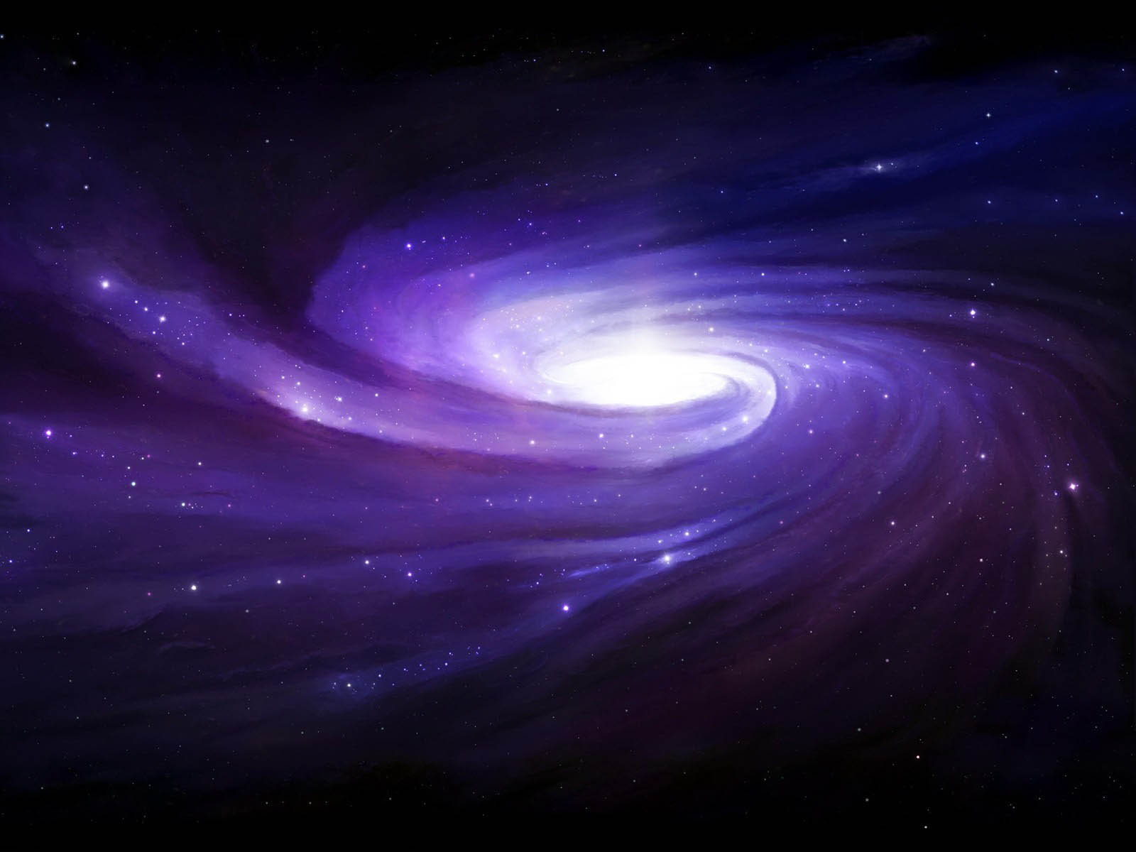 A breathtaking purple spiral galaxy with a bright core, surrounded by countless stars. Perfect for a space-themed background