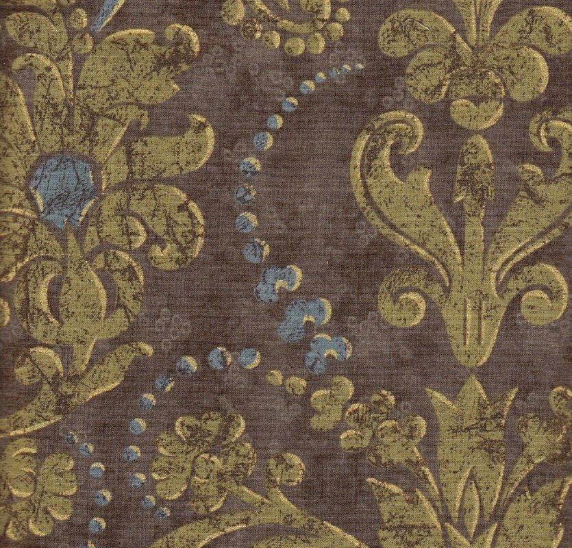 French Twist Large Olive Teal Distressed Damask Wallpaper Print