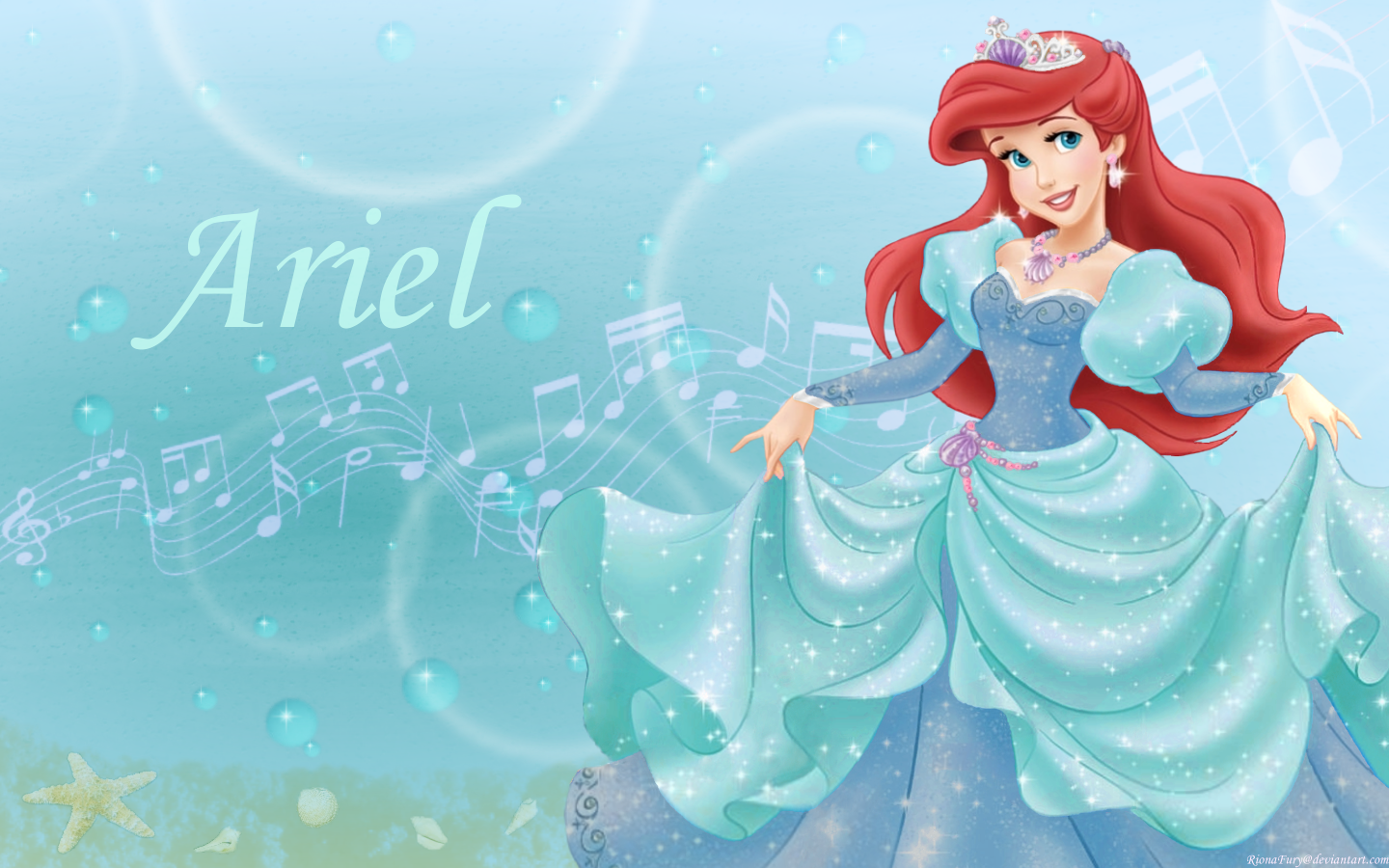 Ariel In Aqua And Blue The Little Mermaid Wallpaper