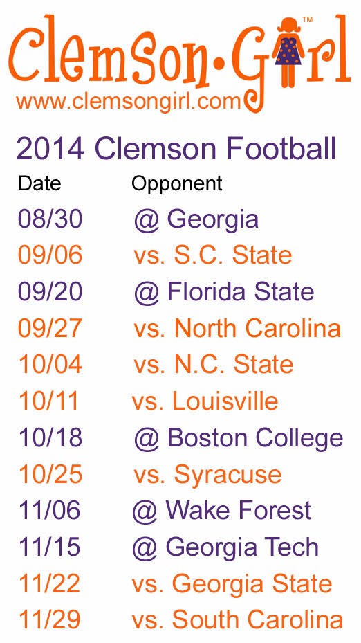Clemson Football Schedule 2014