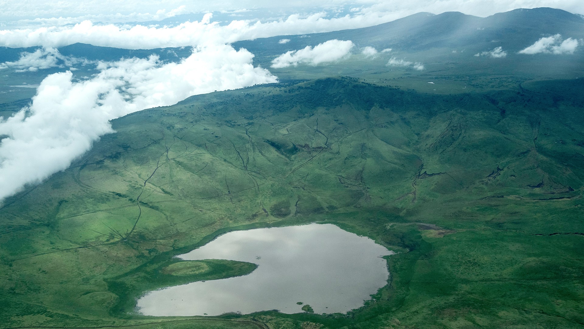 Aerial Of Ngorongoro Crater In The Conservation