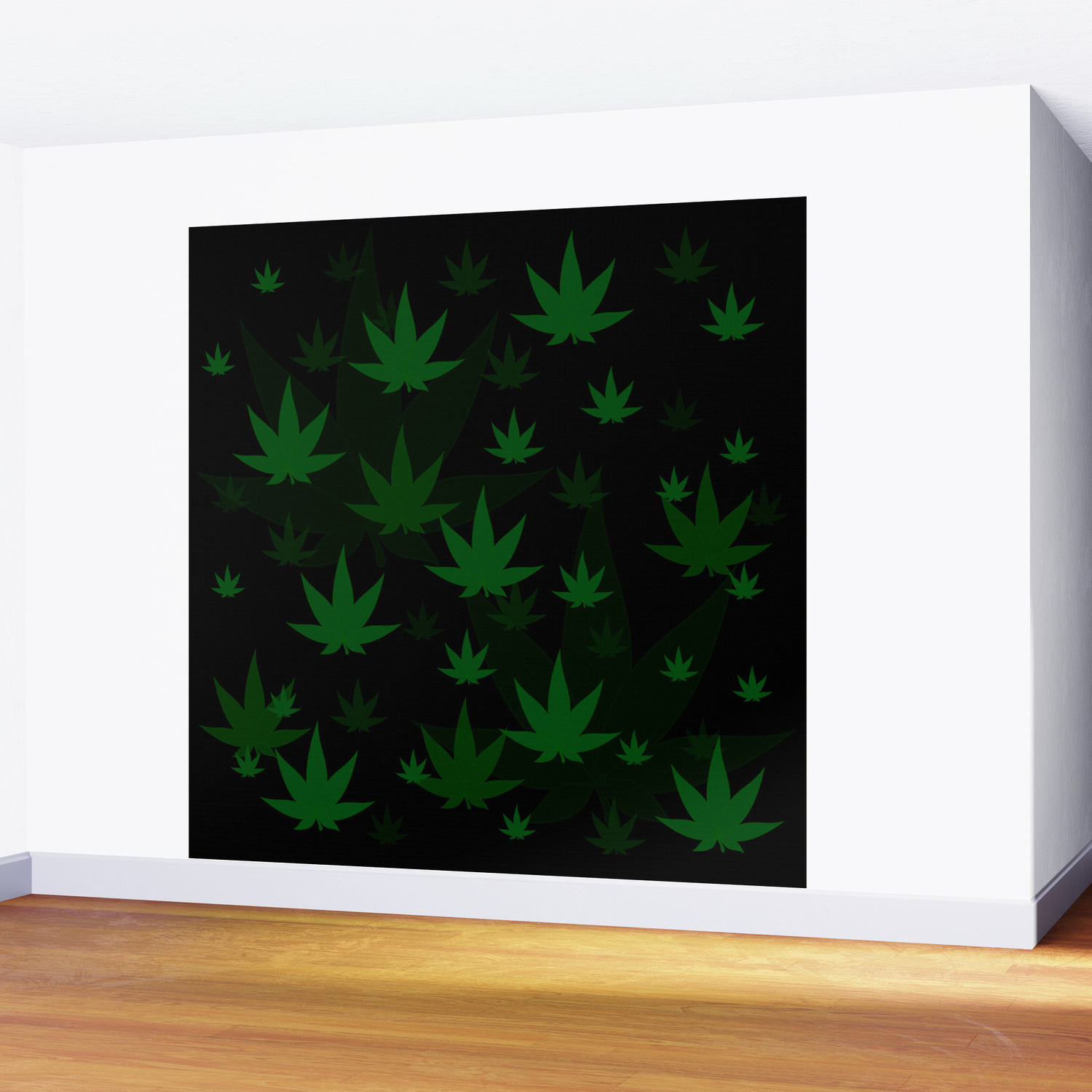 Patron With Cannabis Present Shapes On A Black Background Wall