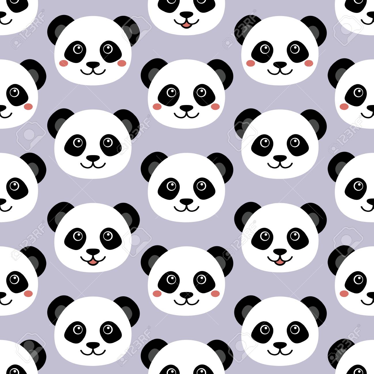 Cute Panda Face Seamless Cartoon Wallpaper Royalty Cliparts
