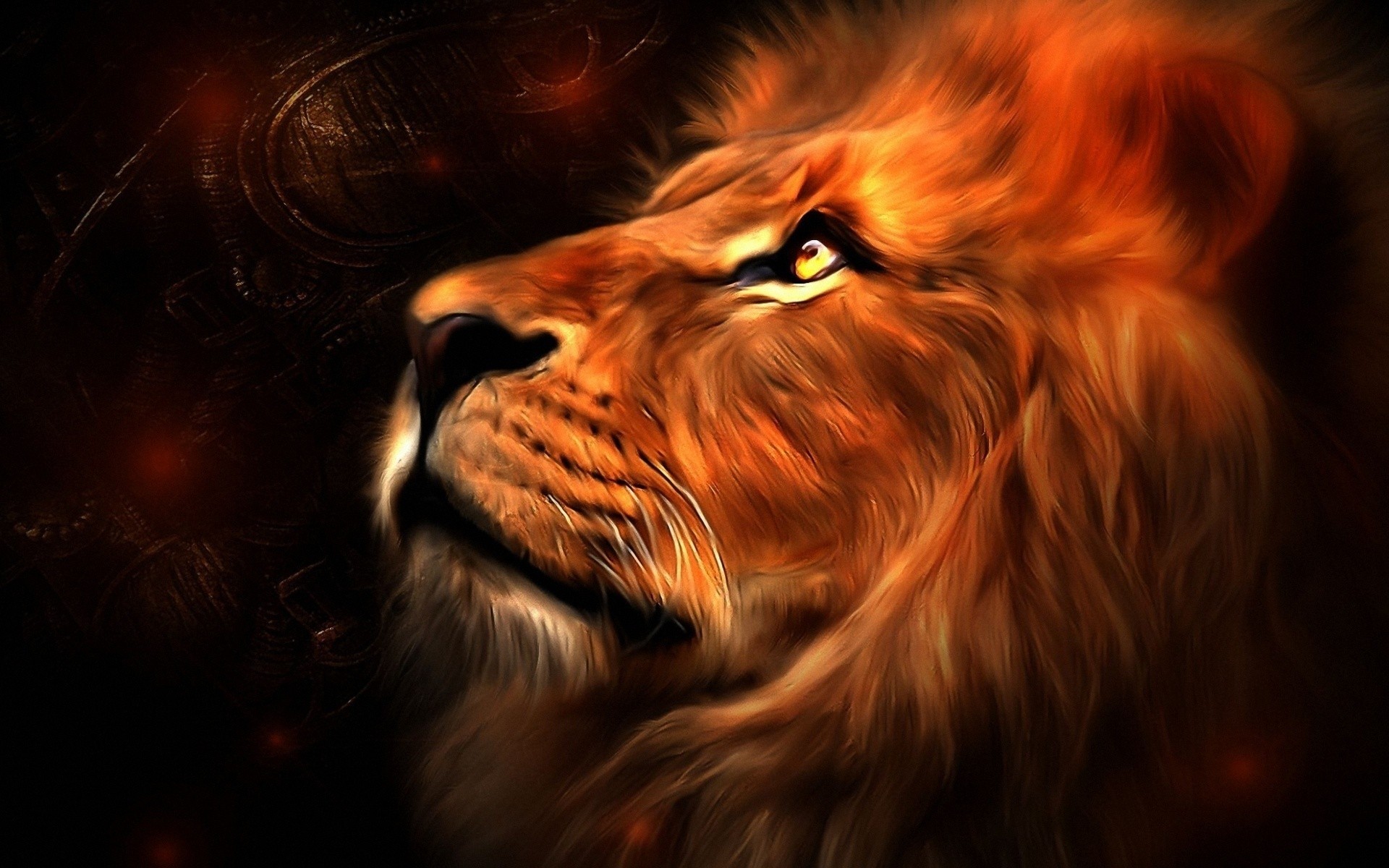 Majestic Lion with Fiery Mane: A Stunning Wallpaper