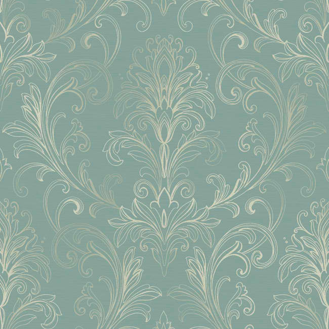 Blue White Br6266 Linear Damask Wallpaper Traditional