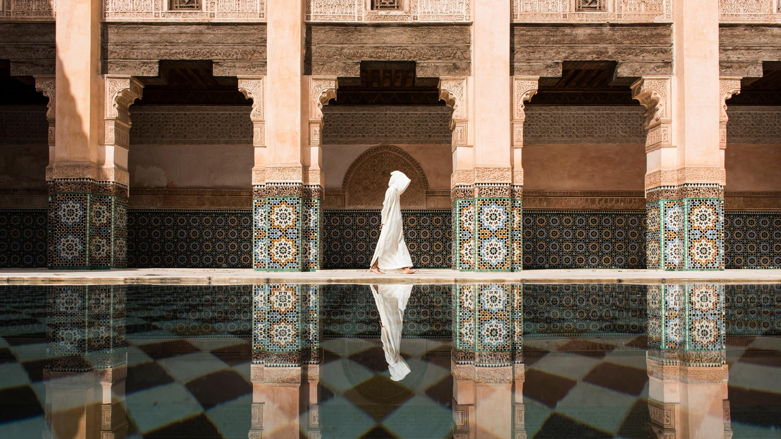 Swimming Pool Morocco Marrakesh Temple Wallpaper HD