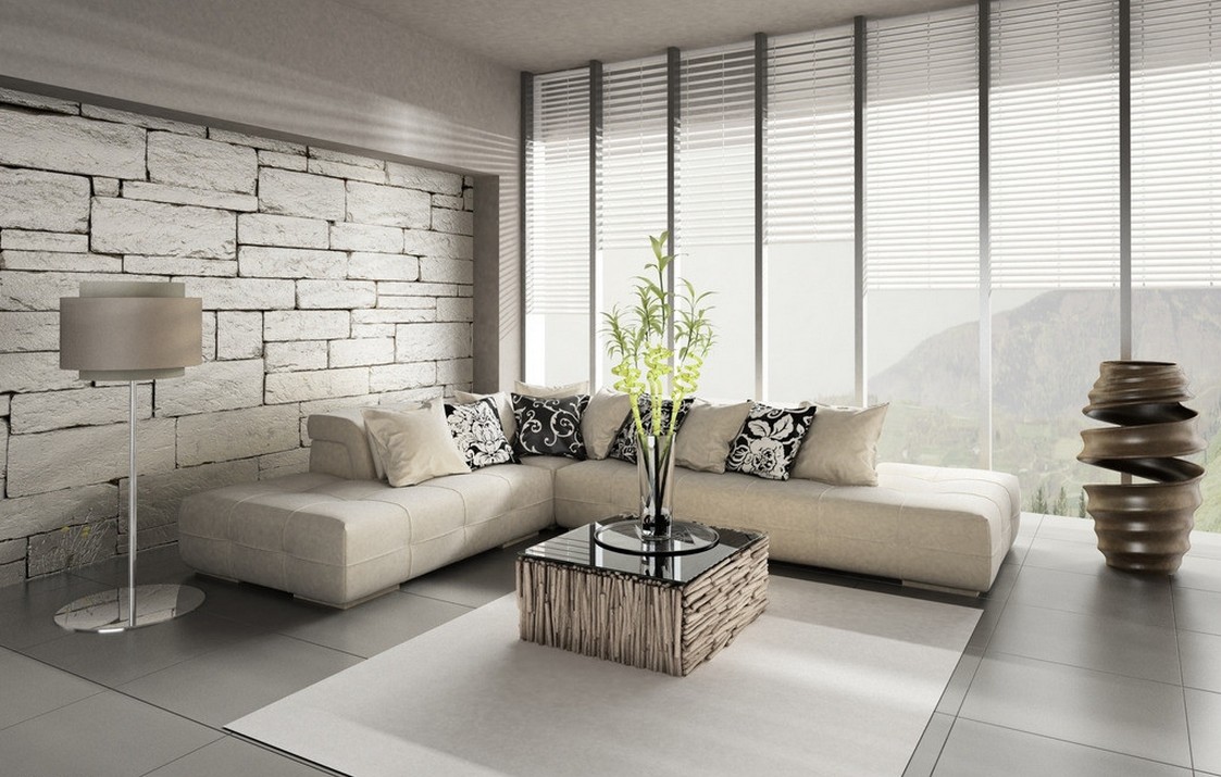 Brick wallpaper decor minimalist living room Interior Design