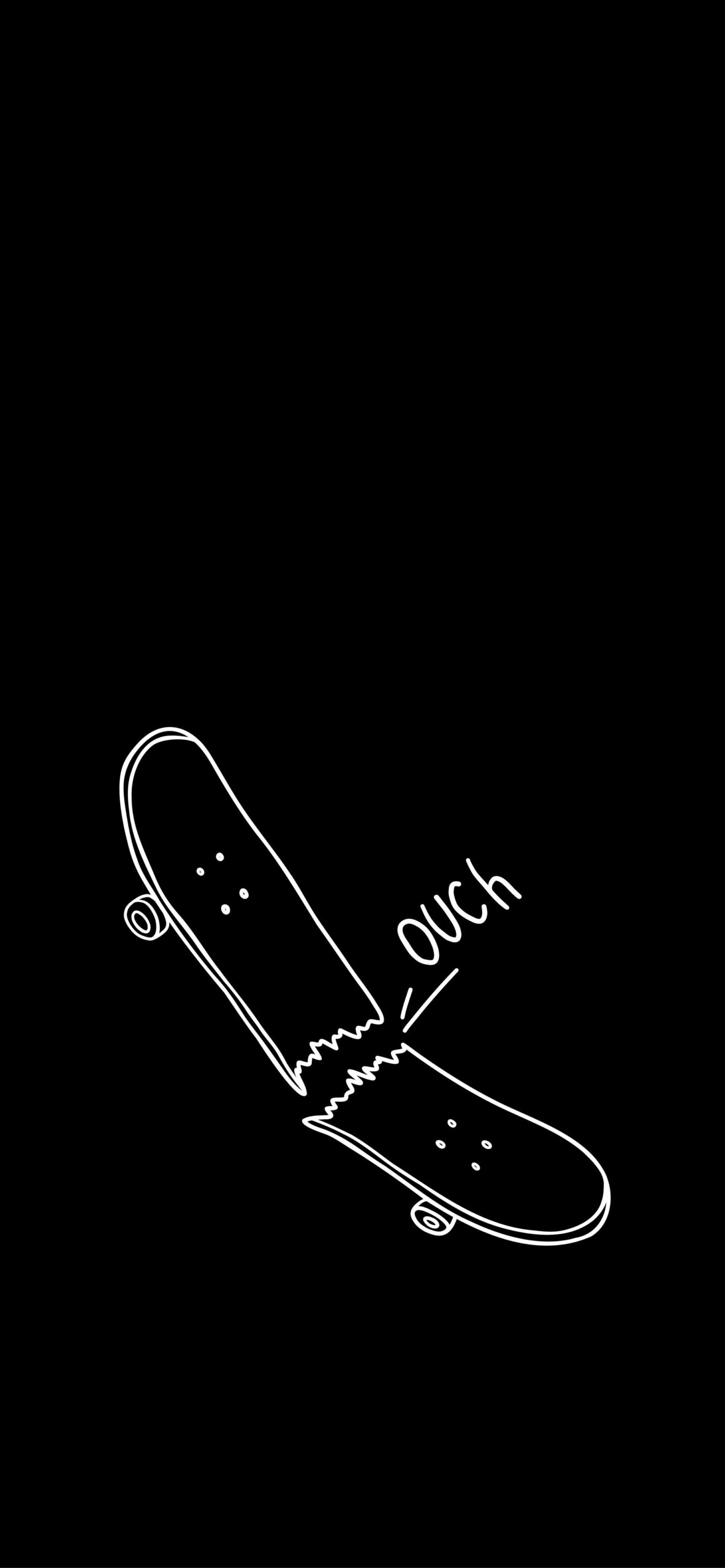 Broken Skateboard Doodle Black Wallpaper Sk8 Cool