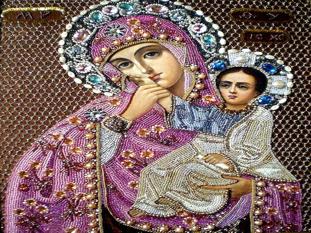Mother Mary Orthodox Icon Virgin With Jesus The
