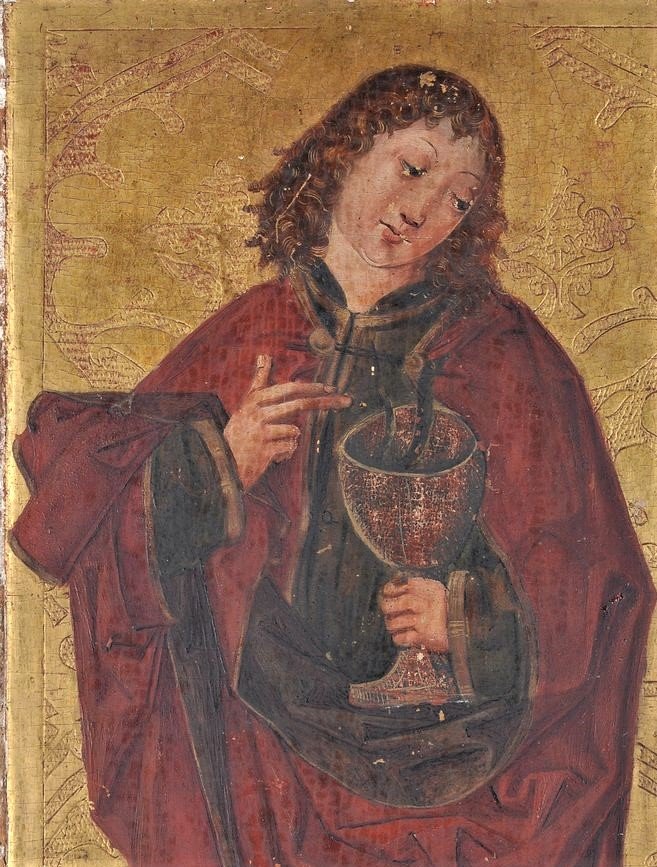 Haute Epoque Painting St John The Evangelist Tempera On Panel