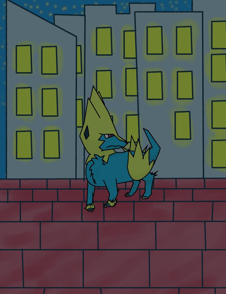 Manectric With Background By Shiningsilverdragon
