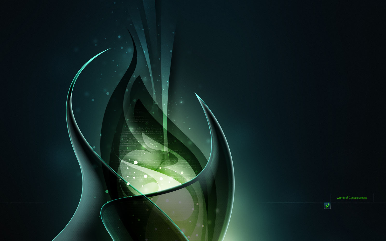 Abstract Green Flame Design on Dark Background