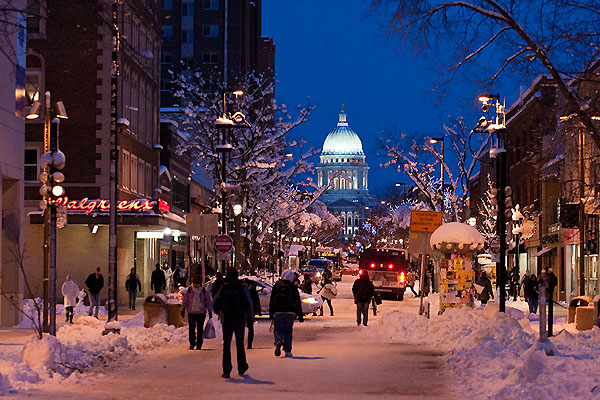 State Street during winter UW Madison Photo Library