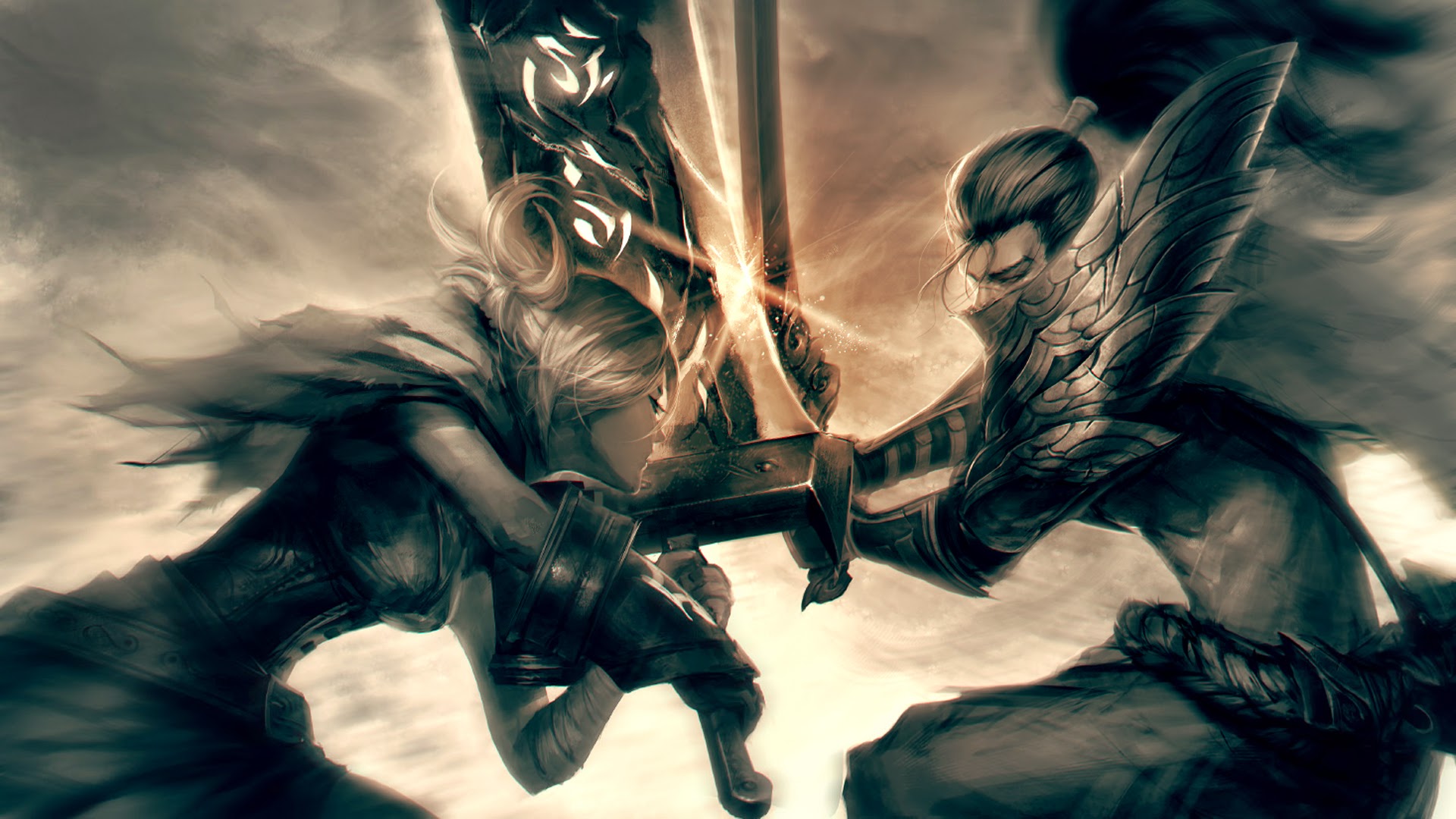 Riven Vs Yasuo Clash Fighting League Of Legends HD Wallpaper Lol