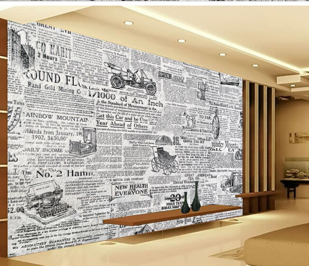 3d Wallpaper For Room Retro Black And White Newspaper Background