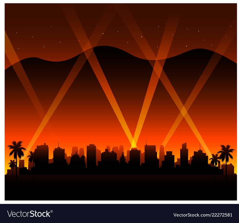 Hollywood california sunset city background Vector Image