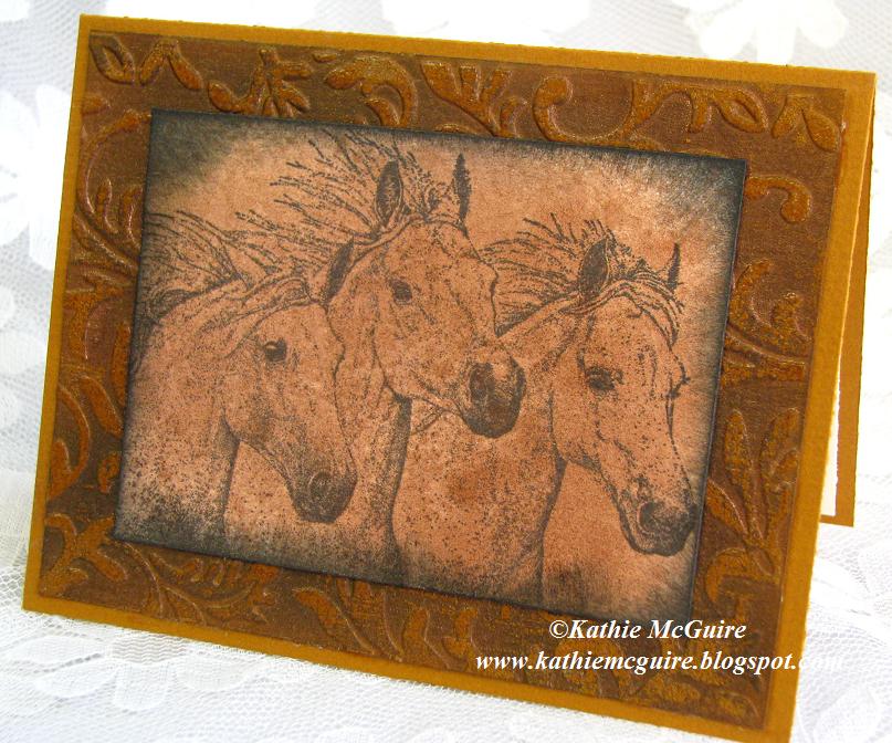 Faux Tooled Leather With Horses