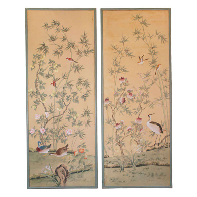 Pair of de Gournay Hand Painted Wallpaper Panels at 1stdibs 768x768