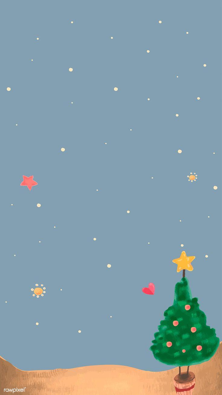 Cute Christmas tree at night background mobile phone wallpaper