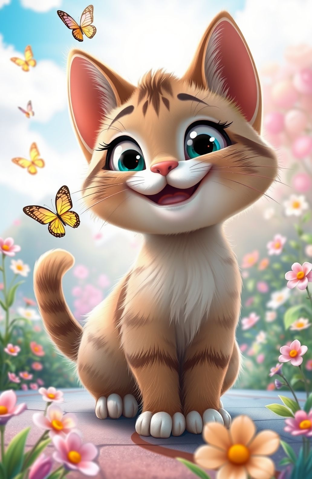 Cute Cartoon Cat Wallpaper