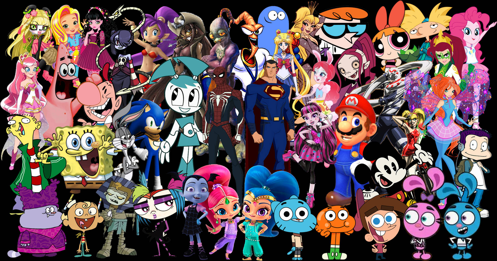 Cartoon Characters Collage T2c97jwkt5aee5c9 Wallpaper