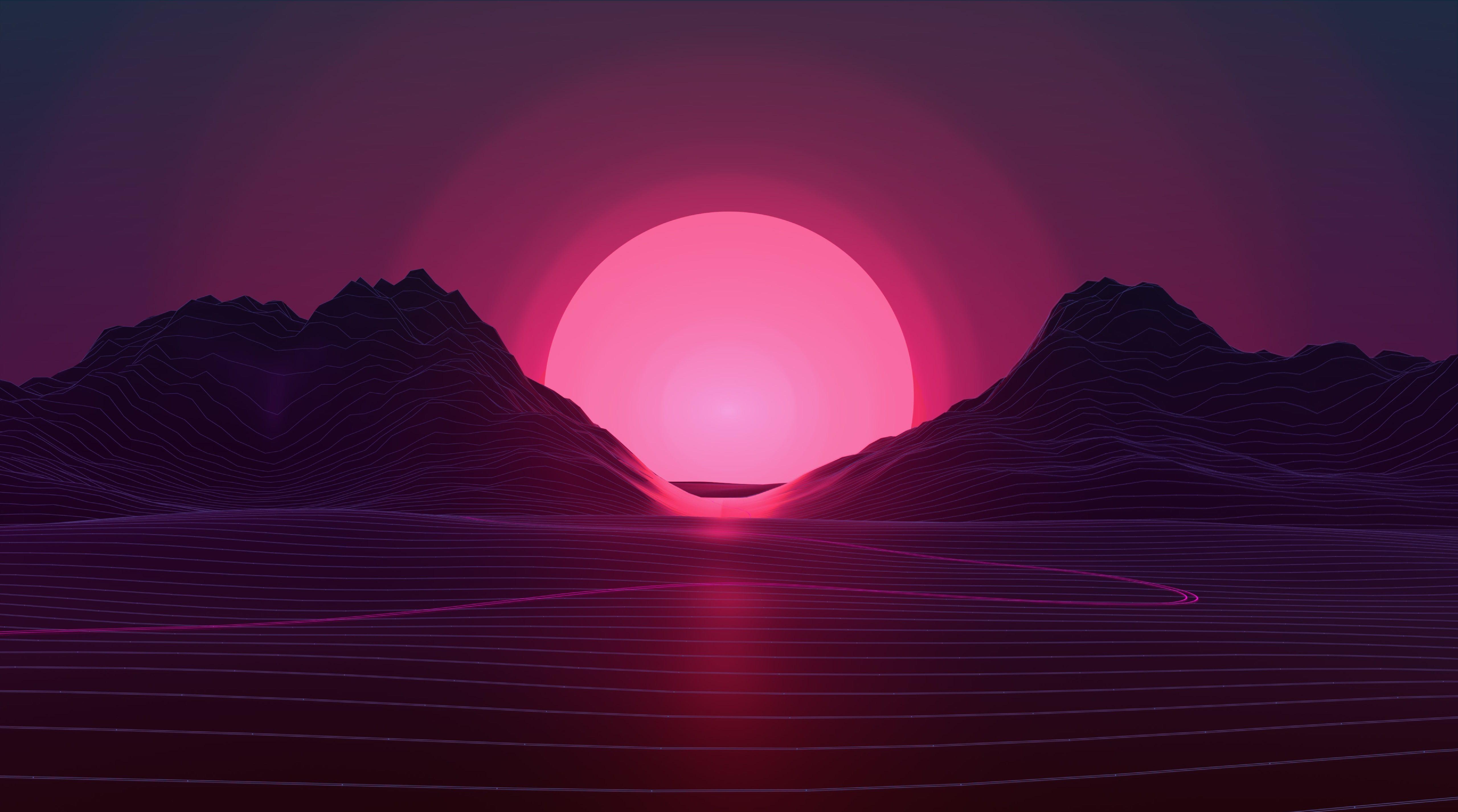 Synthwave Background Music Sunrise Abstract Sunset Pink