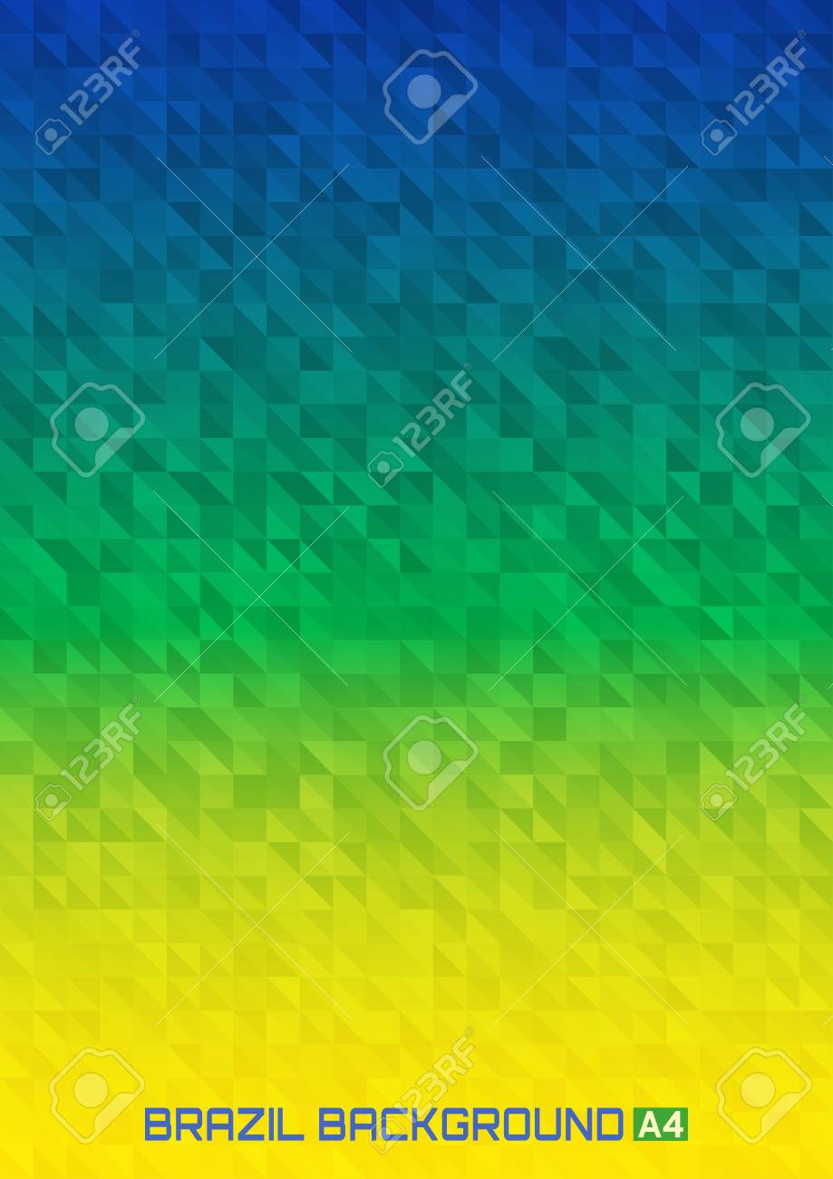 Abstract Geometric Background Using Brazil Flag Colors A4 Format