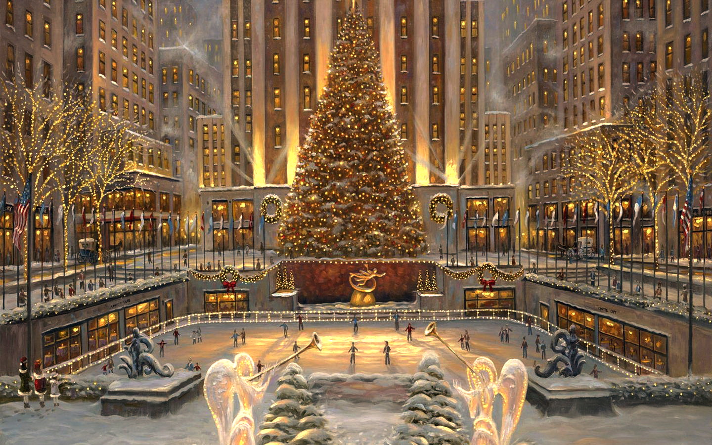 Christmas At Rockefeller Center N Y Wallpaper