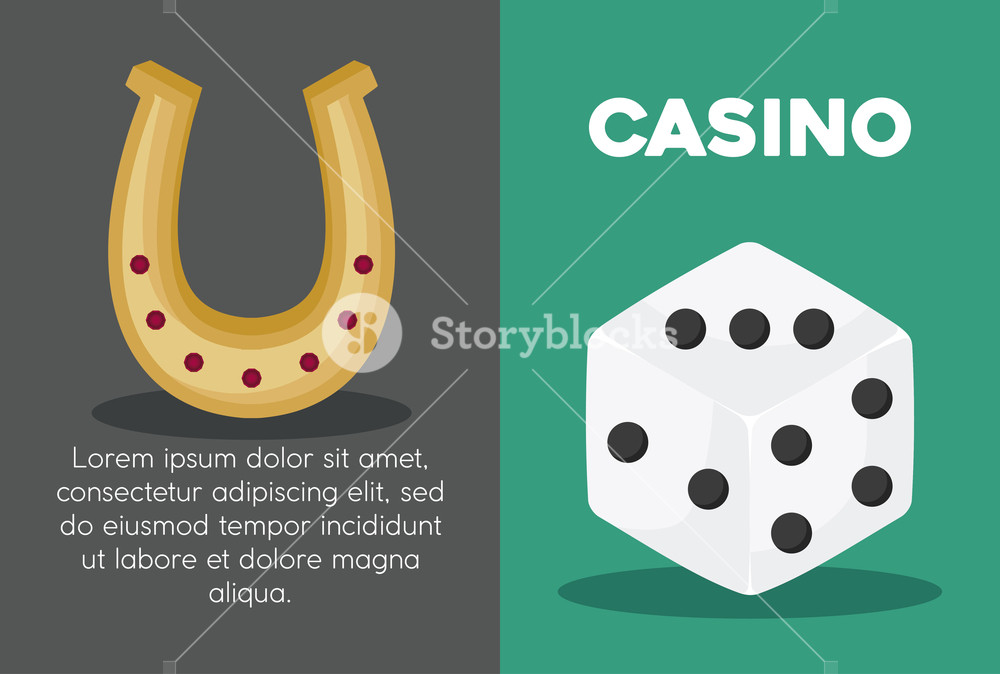 Infographic Of Casino Concept With Horseshoe And Dice Icon Over