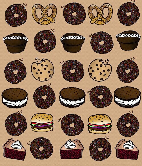 Cute Delicious Donut Hamburger Oreo Penguin Pretzel Wallpaper