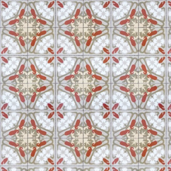 Tiles Paper Moon Art Deco Terracotta Grey Select Wallpaper